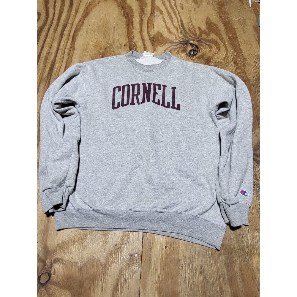 Vintage Cornell Crewneck Sweatshirt Women XL Champion Gray Pullover @k8b